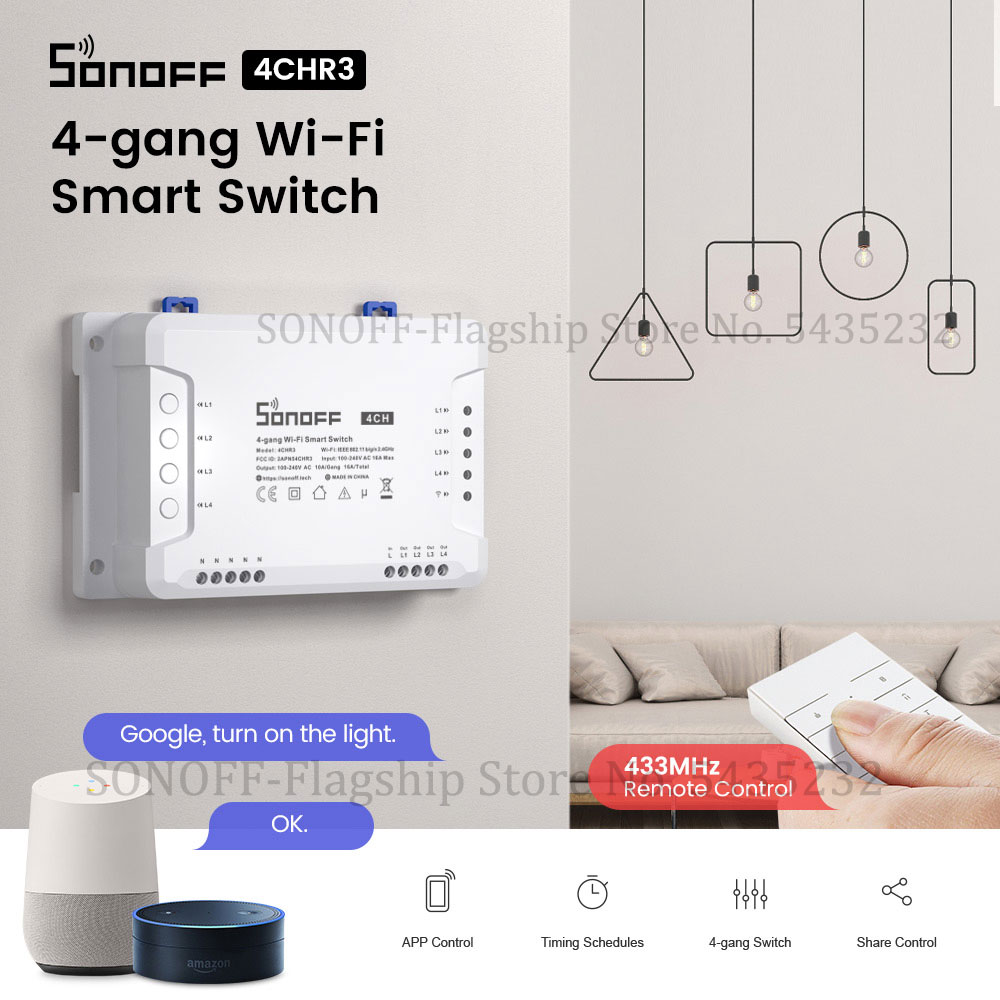 Itead SONOFF 4CH R3 Wifi Wirel - Smart Light Switch Wifi recension och pris